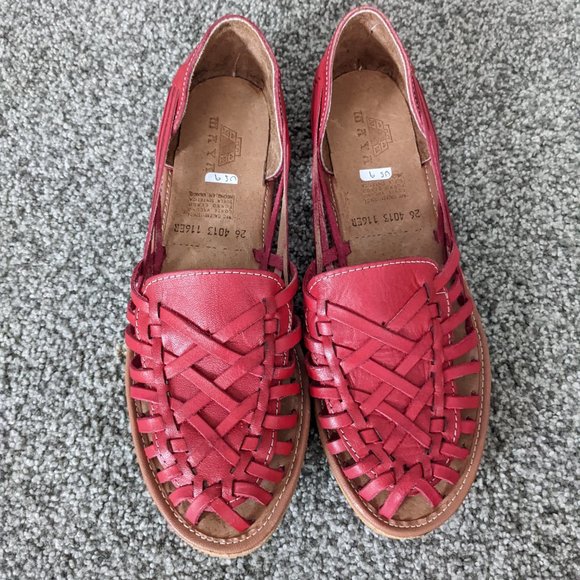 Red women's Mexican huraches 9 - Picture 2 of 4